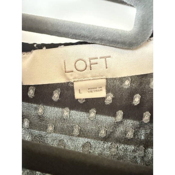 Loft Black/ White Chiffon 3/4 Sleeve Top Sz Large - Picture 3 of 8